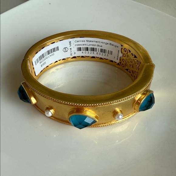 Julie Vos Gold Bangle with Teal Accents - Picture 1 of 3